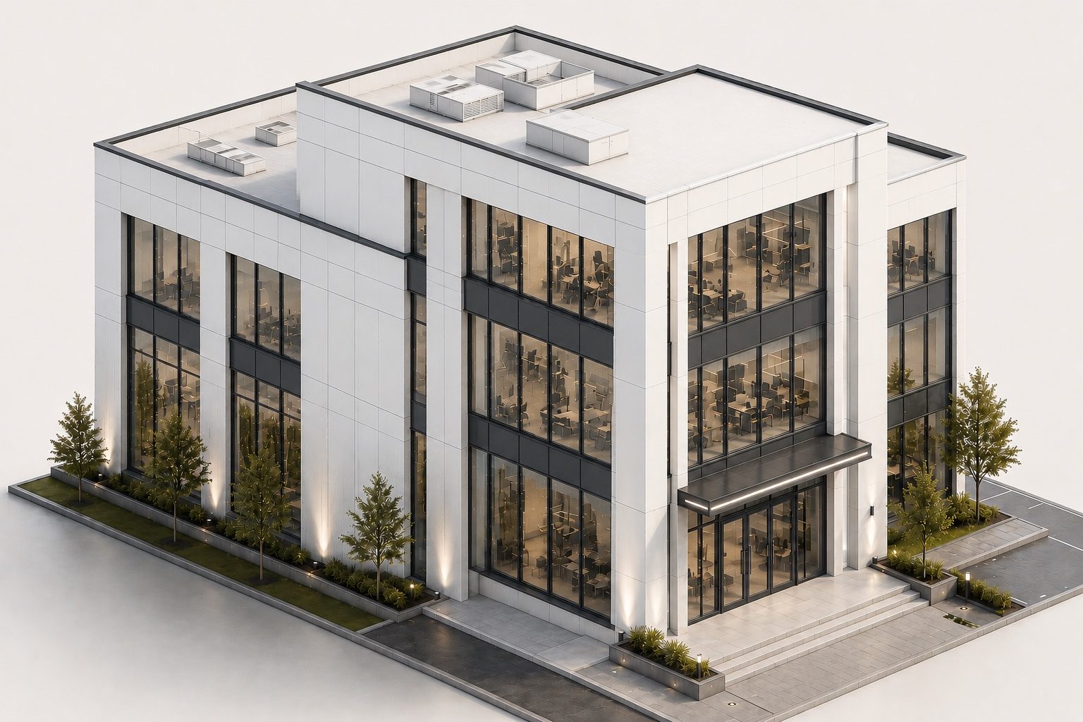 Building facade after wash